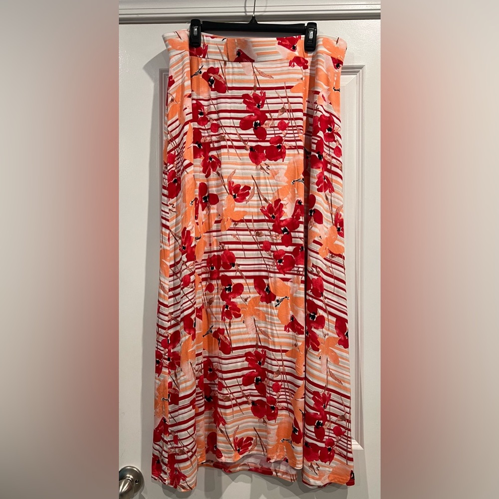 Lane Bryant Soft Red Orange Pull On Maxi Skirt Size 18/20